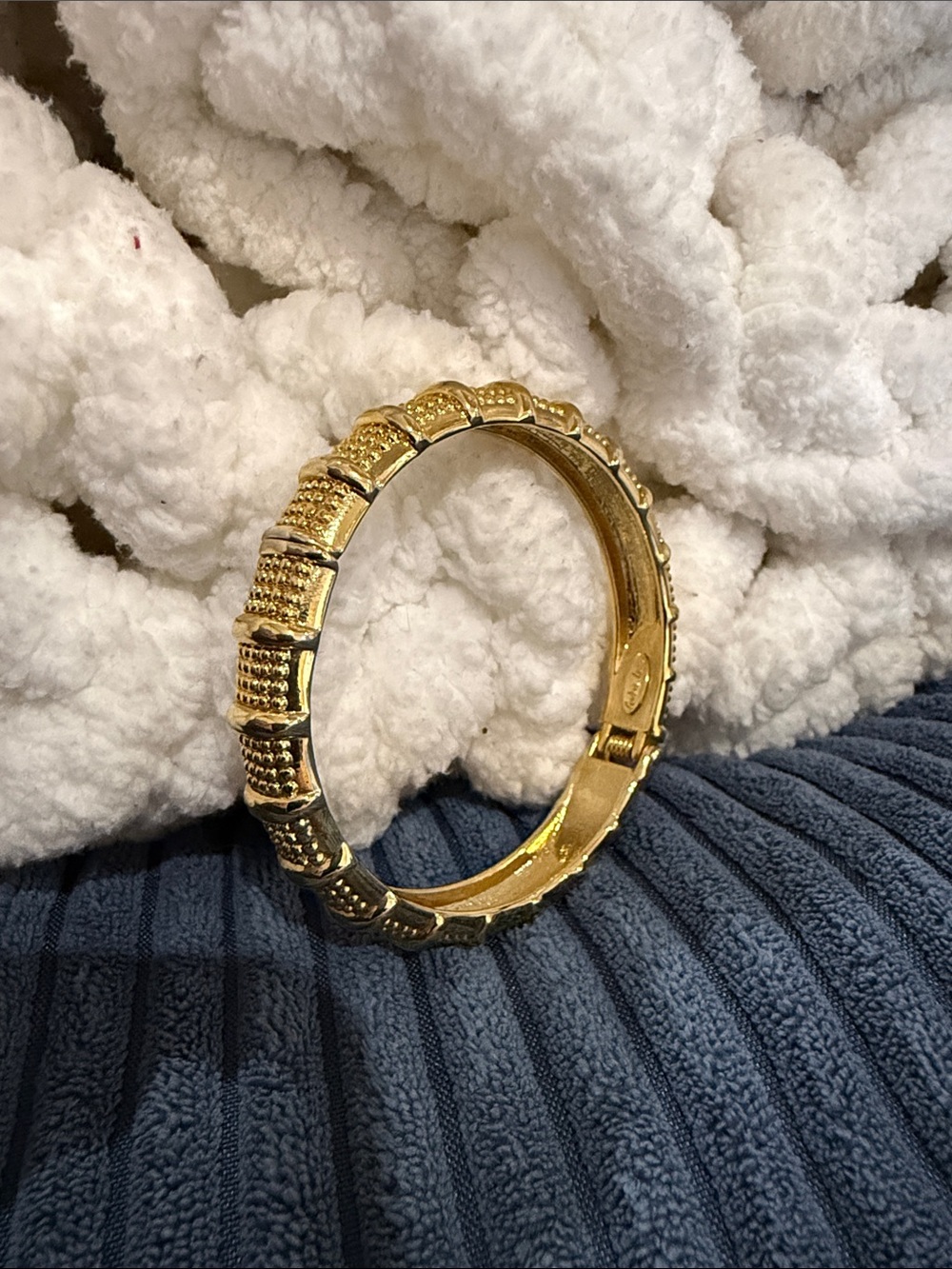 Cookie Lee Gold Textured Hinged Bangle Bracelet